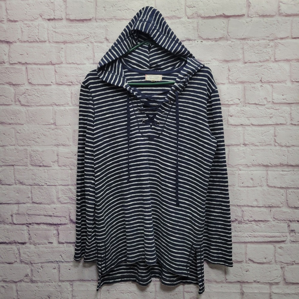 Max Edition Weekend Hoodie Pullover Knit Top L Long Sleeve Coastal Preppy Casual